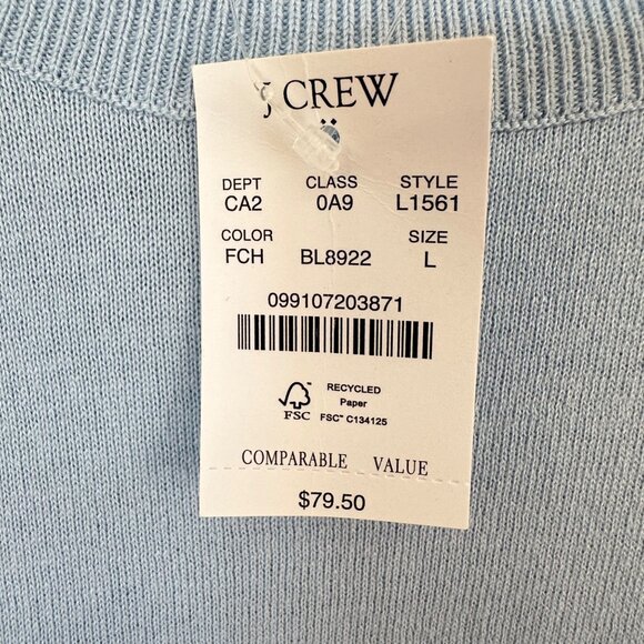J.Crew Teddie Sweater Preppy Minimalist Cotton Powder Blue Women's‎ Large - Picture 5 of 8